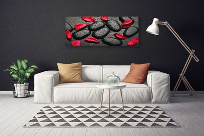 Tablou pe panza canvas Petale Stones Art Red Gray