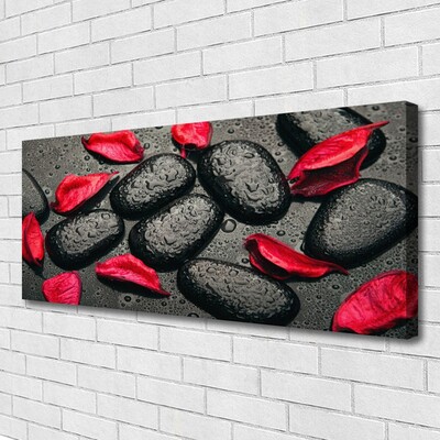 Tablou pe panza canvas Petale Stones Art Red Gray