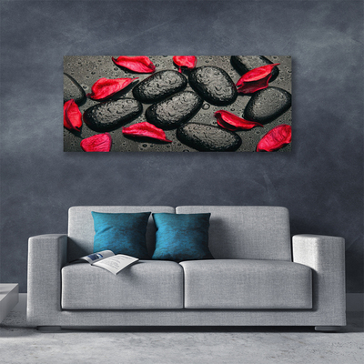 Tablou pe panza canvas Petale Stones Art Red Gray