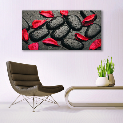 Tablou pe panza canvas Petale Stones Art Red Gray