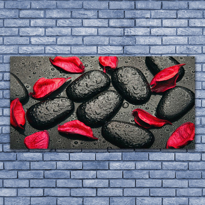 Tablou pe panza canvas Petale Stones Art Red Gray