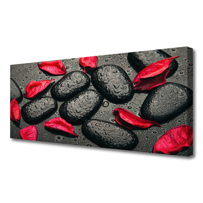 Tablou pe panza canvas Petale Stones Art Red Gray