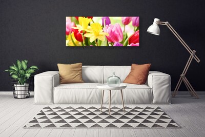 Tablou pe panza canvas Flori Floral Roșu Galben Verde