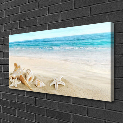Tablou pe panza canvas Starfish Peisaj Albastru Alb Galben