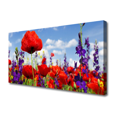 Tablou pe panza canvas Flori Floral Roșu Violet