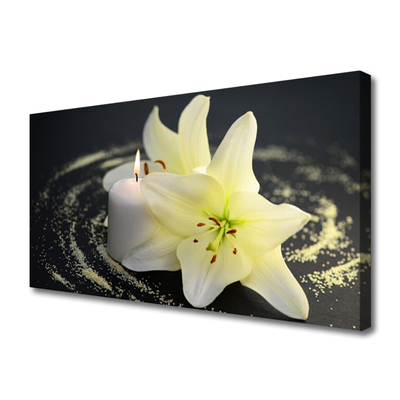 Tablou pe panza canvas Flower Floral Alb Galben