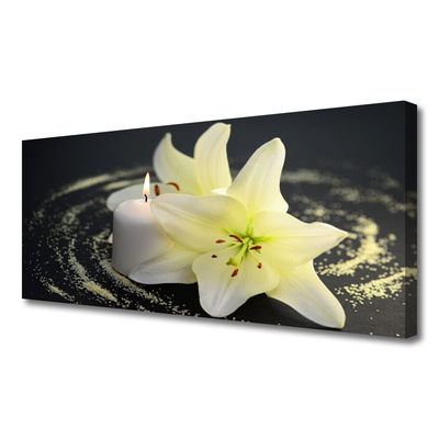 Tablou pe panza canvas Flower Floral Alb Galben