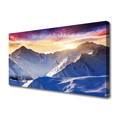 Tablou pe panza canvas Munții Peisaj Alb Albastru