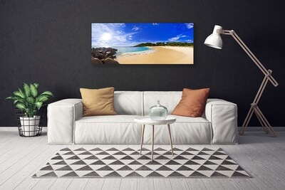 Tablou pe panza canvas Sun Sea Beach Peisaj Galben Albastru Maro