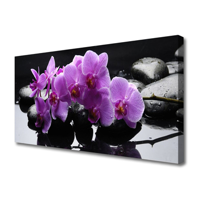 Tablou pe panza canvas Pietrele florale flori roz negru