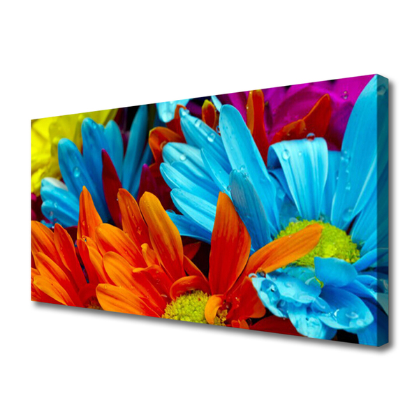 Tablou pe panza canvas Flori Floral Roșu Albastru Portocaliu
