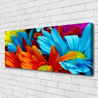Tablou pe panza canvas Flori Floral Roșu Albastru Portocaliu