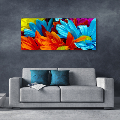 Tablou pe panza canvas Flori Floral Roșu Albastru Portocaliu