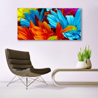 Tablou pe panza canvas Flori Floral Roșu Albastru Portocaliu