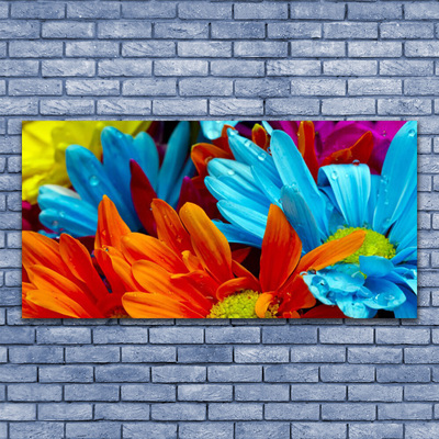 Tablou pe panza canvas Flori Floral Roșu Albastru Portocaliu