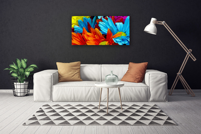 Tablou pe panza canvas Flori Floral Roșu Albastru Portocaliu