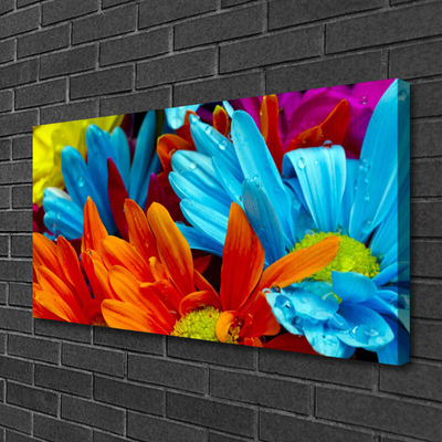 Tablou pe panza canvas Flori Floral Roșu Albastru Portocaliu