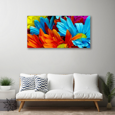 Tablou pe panza canvas Flori Floral Roșu Albastru Portocaliu