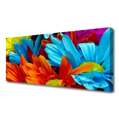 Tablou pe panza canvas Flori Floral Roșu Albastru Portocaliu