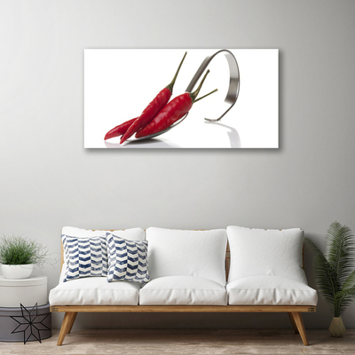 Tablou pe panza canvas Chili lingură Bucătărie Roșu Argint