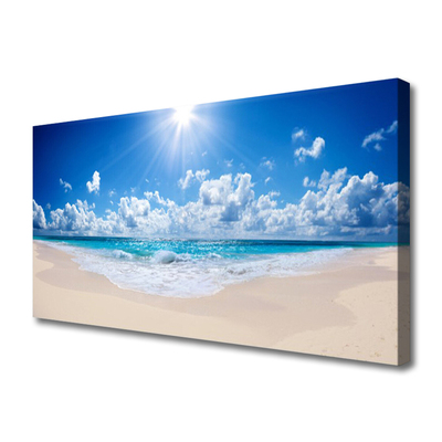Tablou pe panza canvas Plaja Sea Sun Peisaj Alb Albastru