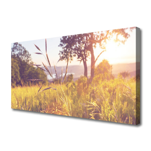 Tablou pe panza canvas Meadow Grass copac Natura Verde Maro