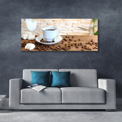 Tablou pe panza canvas Fasole ceașcă de cafea Bucatarie Alb Brun