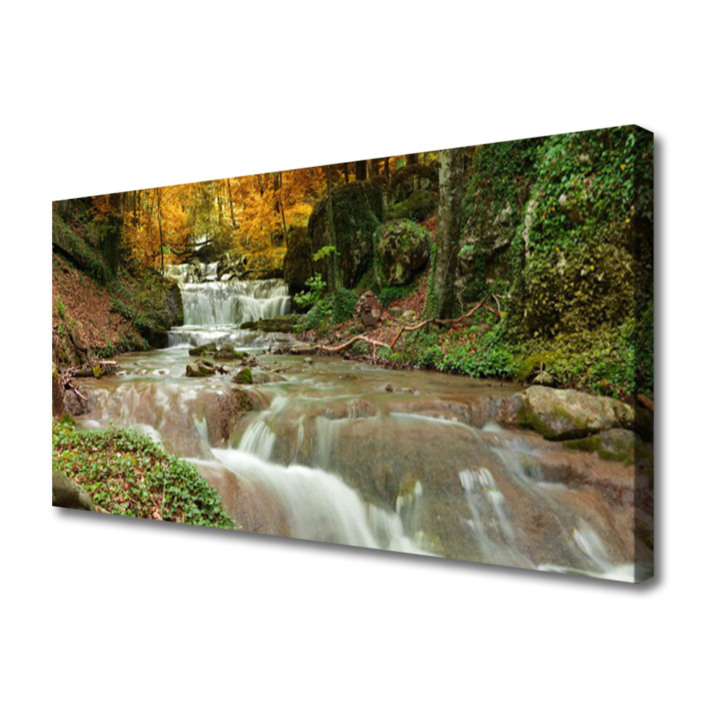 Tablou pe panza canvas Cascada Natural Pădurea Verde Maro