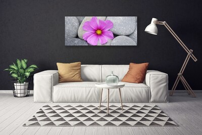 Tablou pe panza canvas Pietrele florale flori roz gri