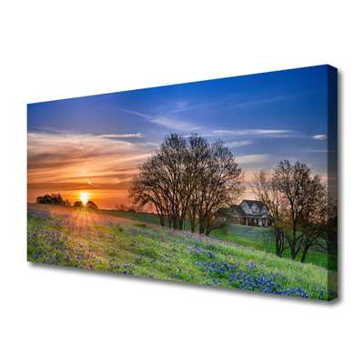 Tablou pe panza canvas Meadow Sun Peisaj Galben Verde