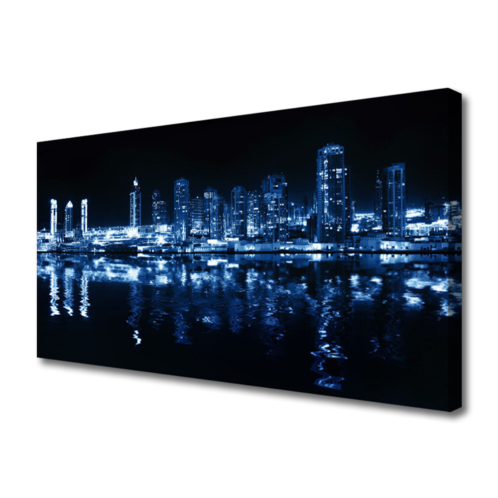 Tablou pe panza canvas Oraș Case Albastru Negru