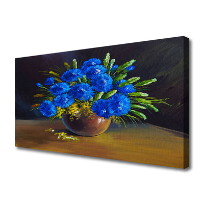Tablou pe panza canvas Flori Floral Albastru Verde