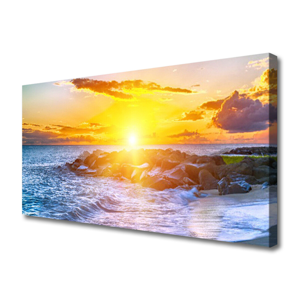 Tablou pe panza canvas Sea Sun Peisaj Albastru Galben