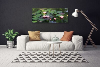 Tablou pe panza canvas Lacul Petale Floral Roz Verde