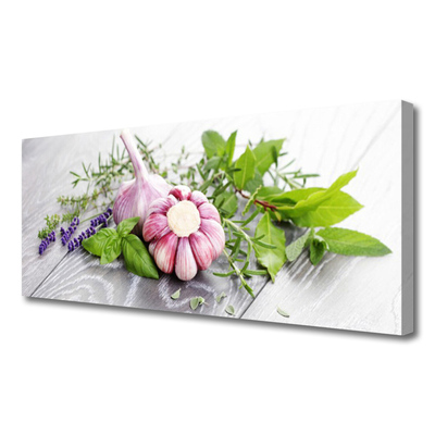 Tablou pe panza canvas Usturoi Frunze florale flori Purple Verde Maro