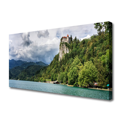 Tablou pe panza canvas Mountain Lake Forest Natura Verde Albastru