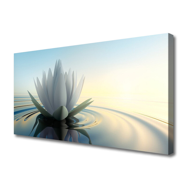 Tablou pe panza canvas Water Flower Art White Albastru