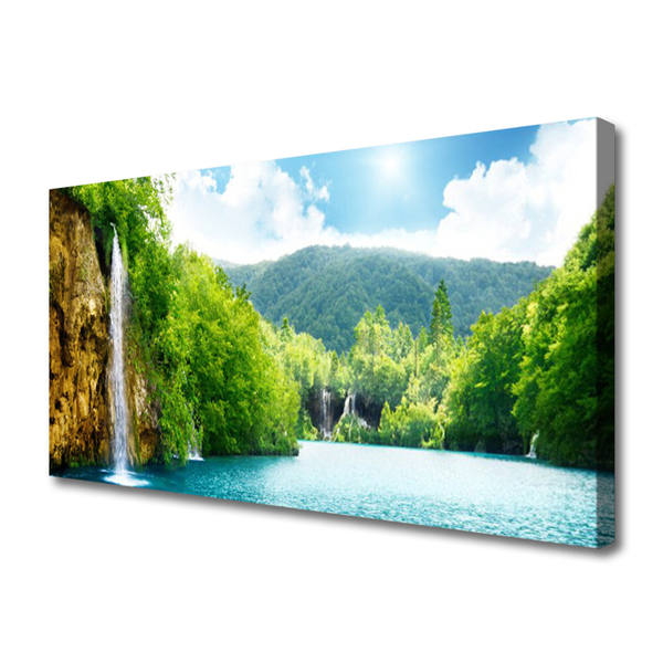 Tablou pe panza canvas Mountain Lake Forest Peisaj Maro Verde Albastru