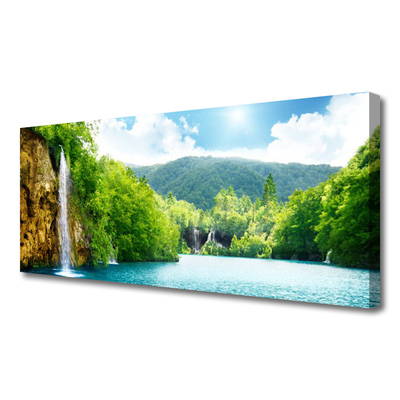 Tablou pe panza canvas Mountain Lake Forest Peisaj Maro Verde Albastru