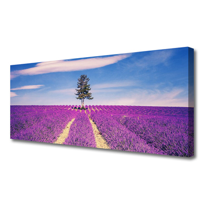 Tablou pe panza canvas Meadow peisaj copac maro roz