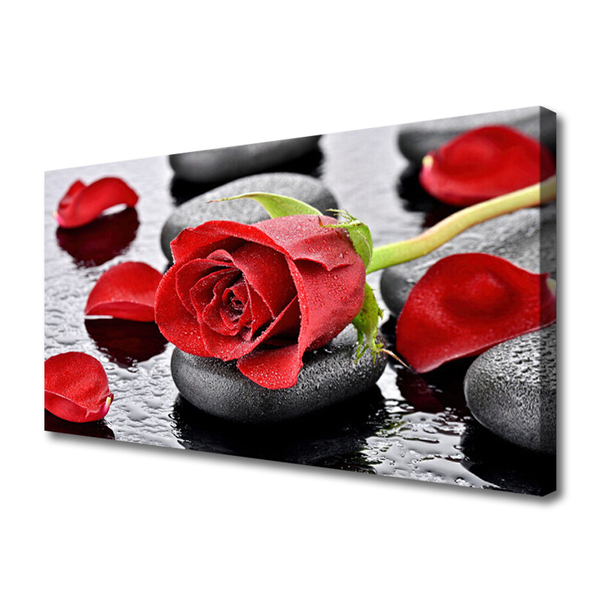 Tablou pe panza canvas Rose pietre Floral Roșu Gri