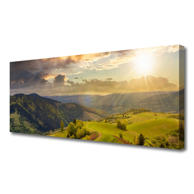 Tablou pe panza canvas Munții Peisaj Negru Verde