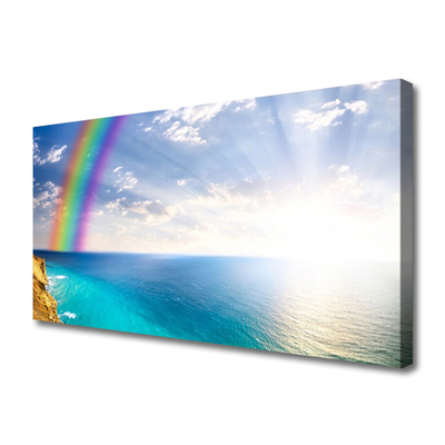 Tablou pe panza canvas Rainbow Sun Sea Peisaj Multi