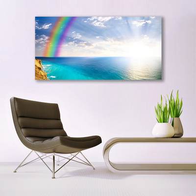 Tablou pe panza canvas Rainbow Sun Sea Peisaj Multi