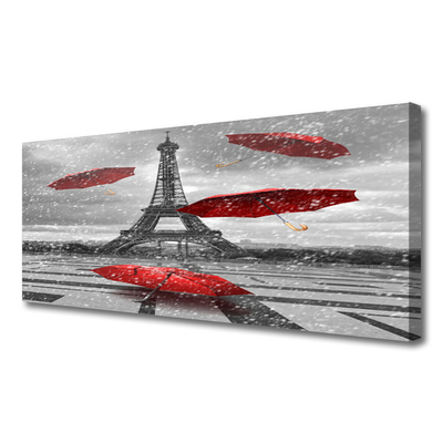 Tablou pe panza canvas Turnul Eiffel Umbrela Arhitectura Gri Roșu