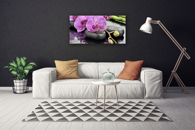 Tablou pe panza canvas Pietrele florale flori roz gri