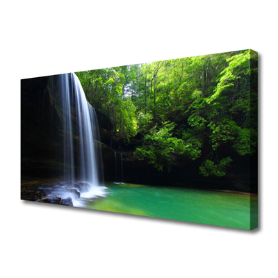 Tablou pe panza canvas Cascada Natural Pădurea Verde Violet Albastru Maro