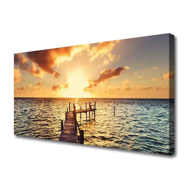 Tablou pe panza canvas Sun Sea Podul Arhitectura Galben Albastru Maro
