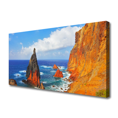 Tablou pe panza canvas Sea Rock Peisaj Galben Gri Maro Albastru