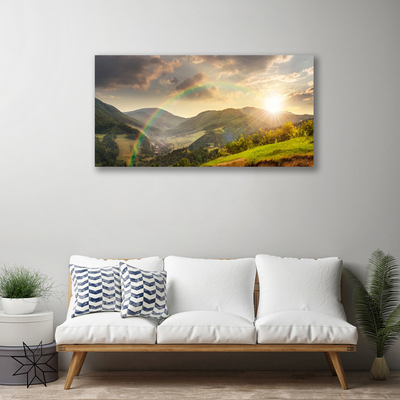 Tablou pe panza canvas Soare Munții Rainbow Peisaj Multi